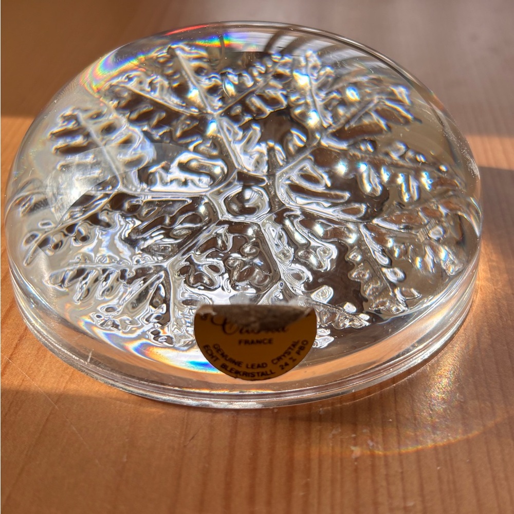 Crystal Snowflake Paperweight Dome - France